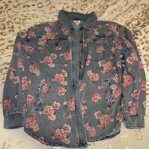 BiBi Pink Floral Blue Denim Women’s Jacket